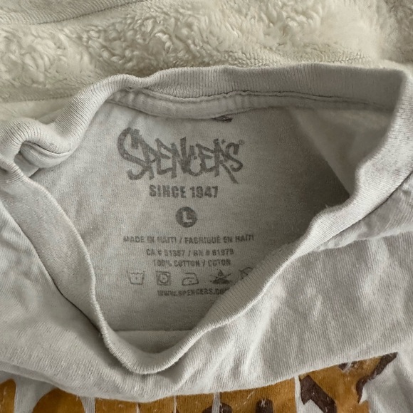 Spencer's White and Brown Short Sleeve Tee with Graphic Design - Picture 2 of 2